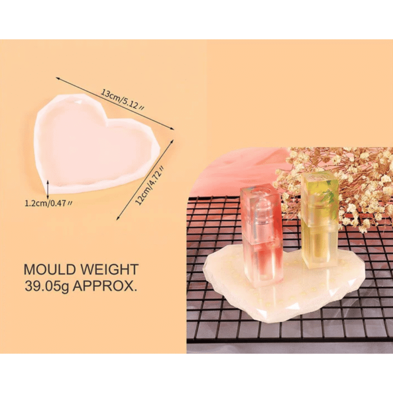 5" Diamond Cut Heart Coaster Mould