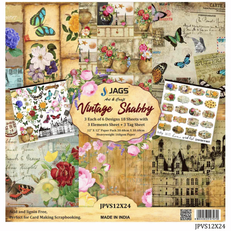 Jags Paper Vintage Shabby 12X12 inch