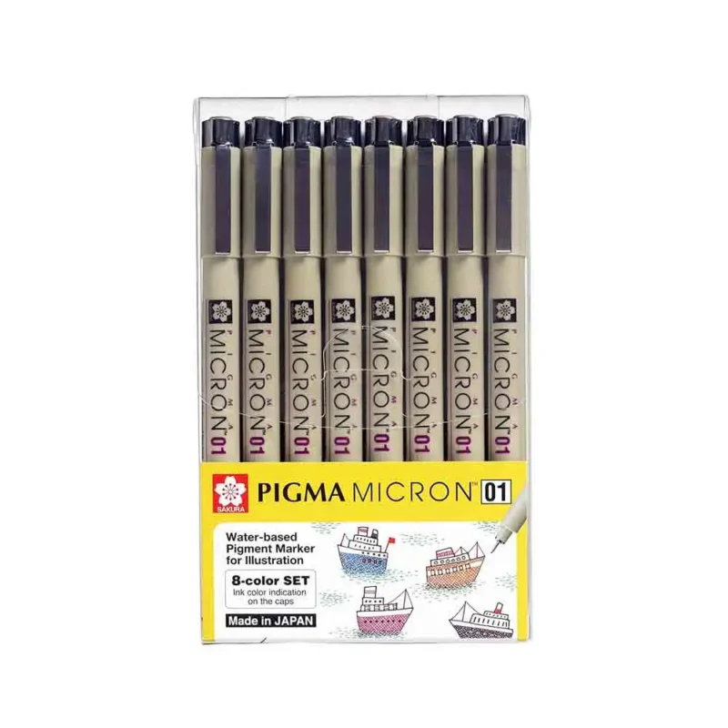 Sakura Pigma Micron Pen Set - Color Ink, Pack of 8 (Choose Nibs)