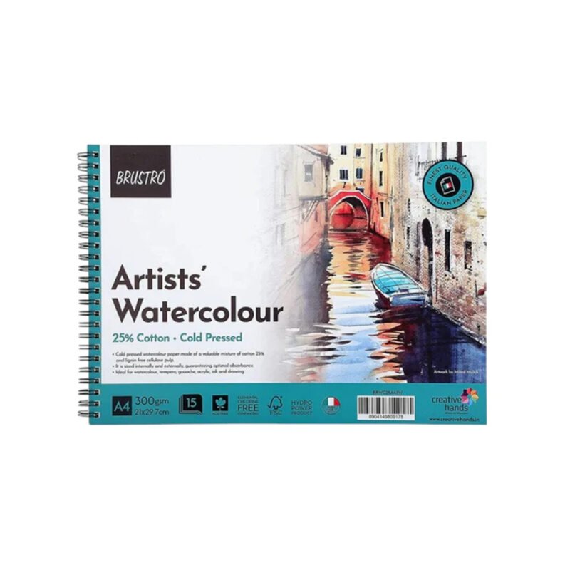 BRUSTRO Artists Watercolour Pad | 25% Cotton, 300 GSM