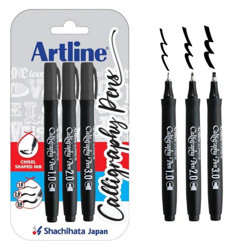 Artline Ergoline Calligraphy Pen Set of 3 - Black