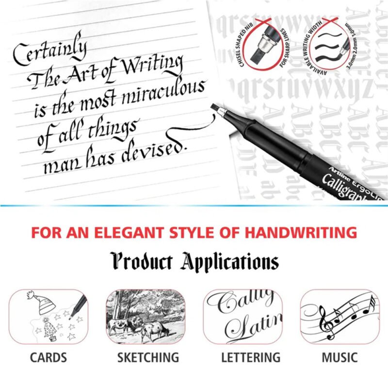 Artline Ergoline Calligraphy Pen Set of 3 – Black