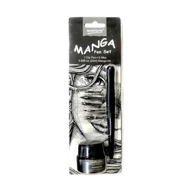 Worison Manga Pen Set - 5 Nibs, Dip Pen & 20ml Ink