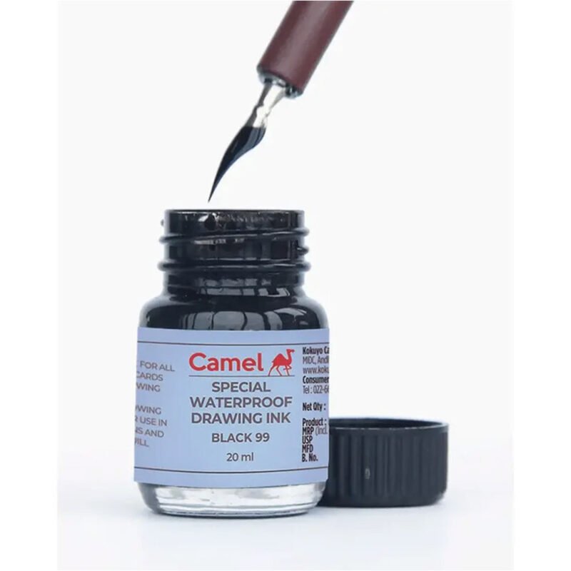 Camel Waterproof Drawing Ink Black.99 – (20Ml)