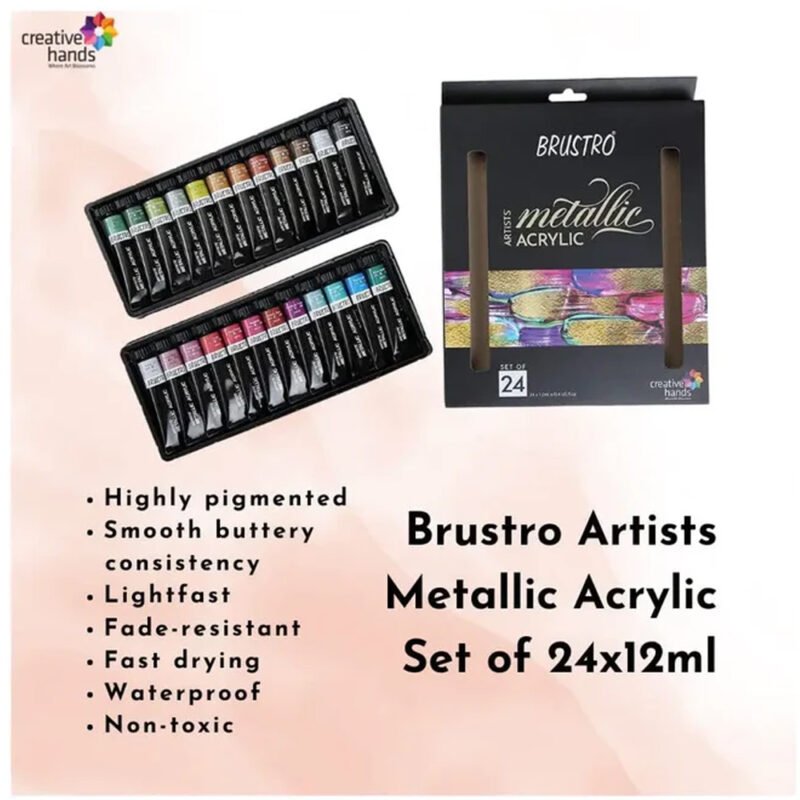 Brustro Artists Metallic Acrylic Set Of 24 (12Ml Tubes)
