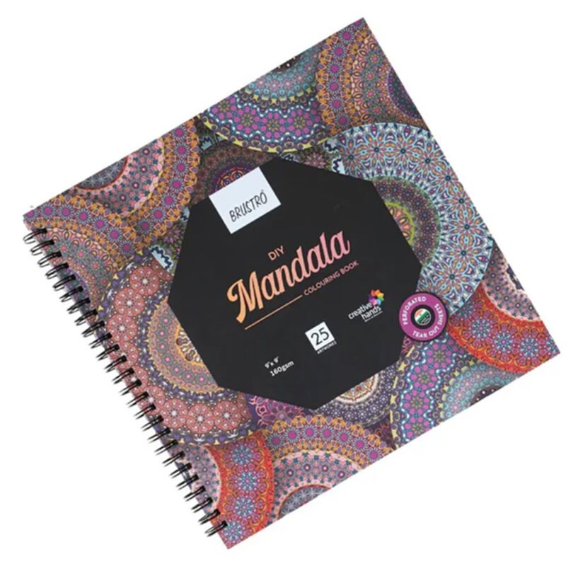 BRUSTRO DIY MANDALA COLOURING BOOK - 160GSM - 9X9 Inch