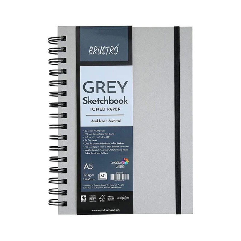 Brustro Grey Sketchbook Toned Paper 120Gsm
