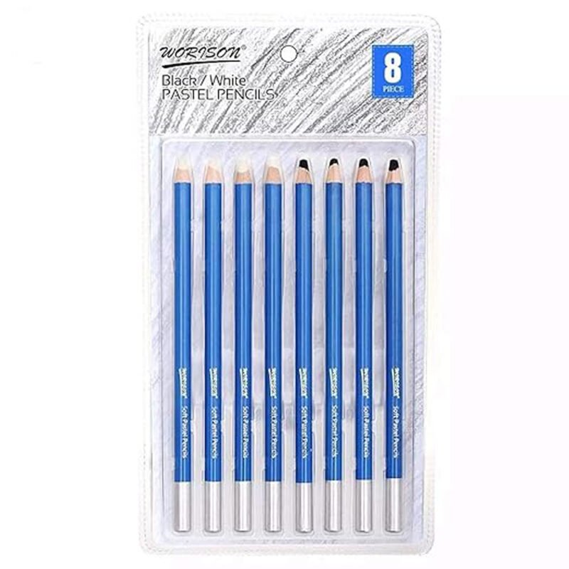 Worison Artist Black and White Pastel Pencil Set Of 8pc