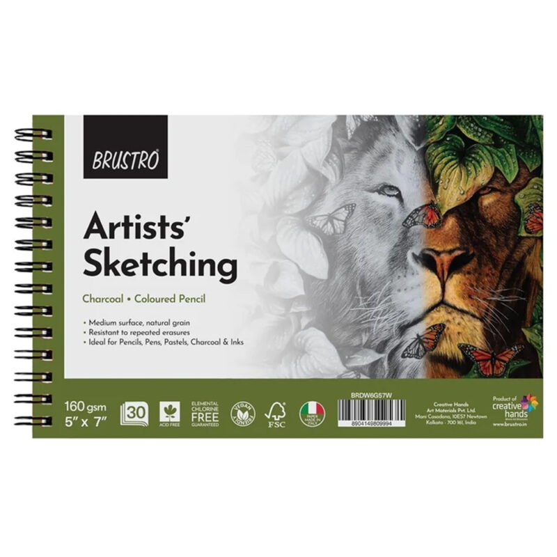 Brustro Sketching Pad – 5×7 inch | 160 GSM | 30 Sheets | Wiro-Bound