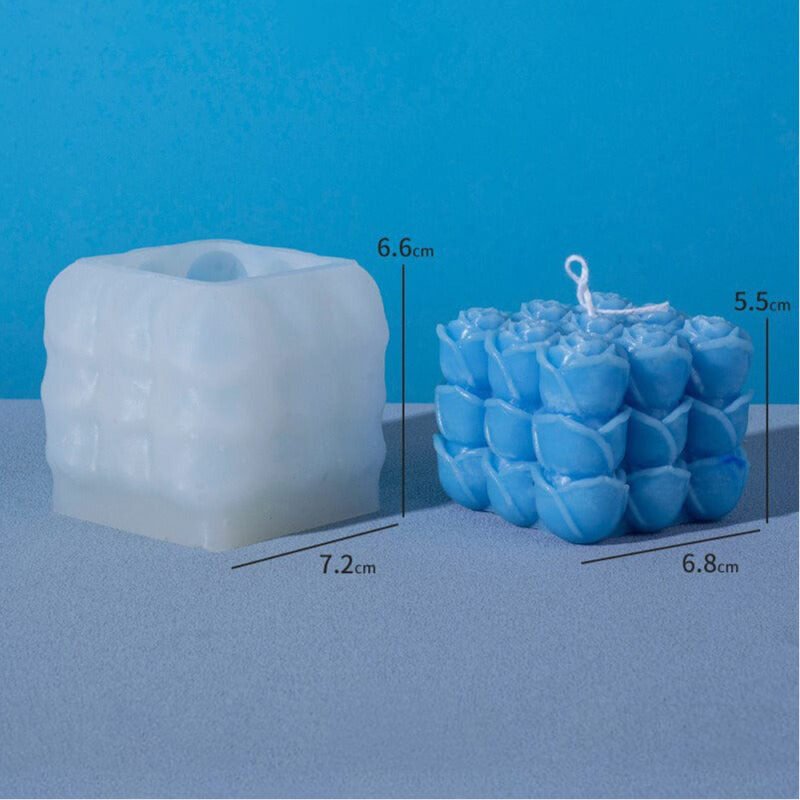 3D Rose Flower Cube Candle Handmade Mould
