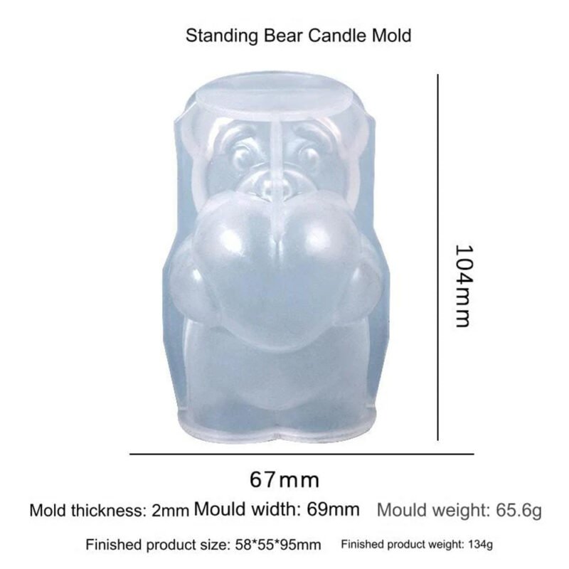 Standing Bear With Heart Candle Mould