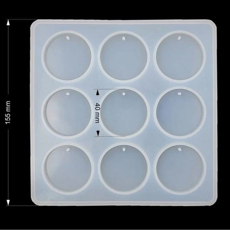 9 Cavity Round Pendant Jewellery & Keychain Mould