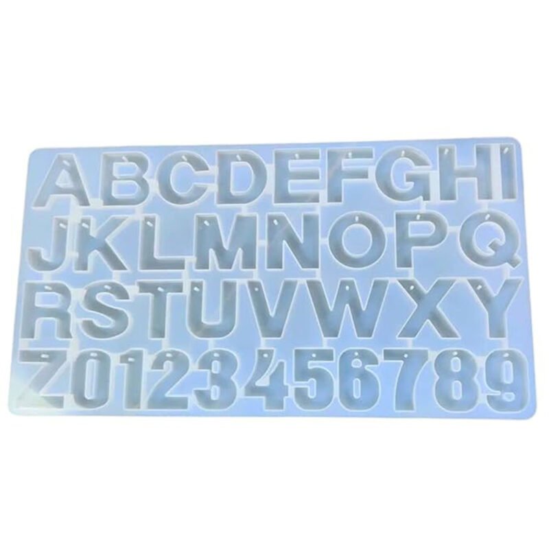 Capital Letter Alphabet & Number Resin Mould with Hole | A–Z & 0–9 Keychain Mould