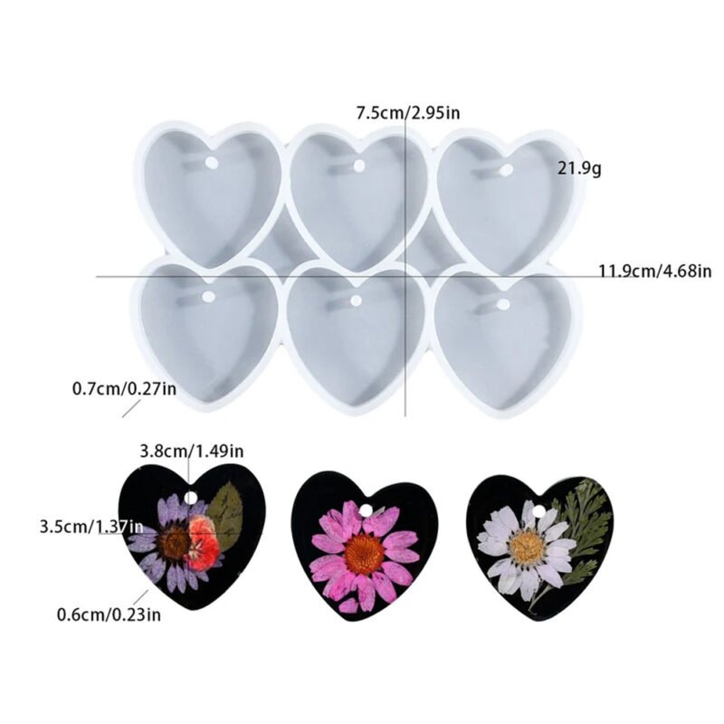 6 Cavity Heart Keychain & Pendant Mould