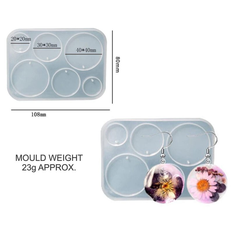 Round Jewellery Pendant Silicone Mould – 6 Cavities