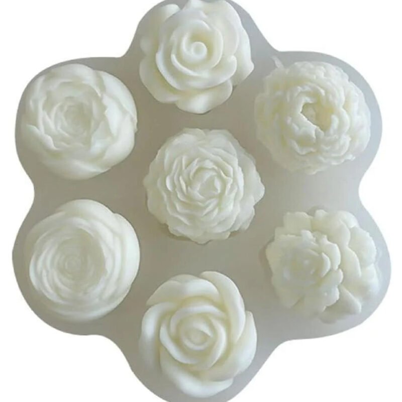 7-Cavity 3D Rose Flower Silicone Mould