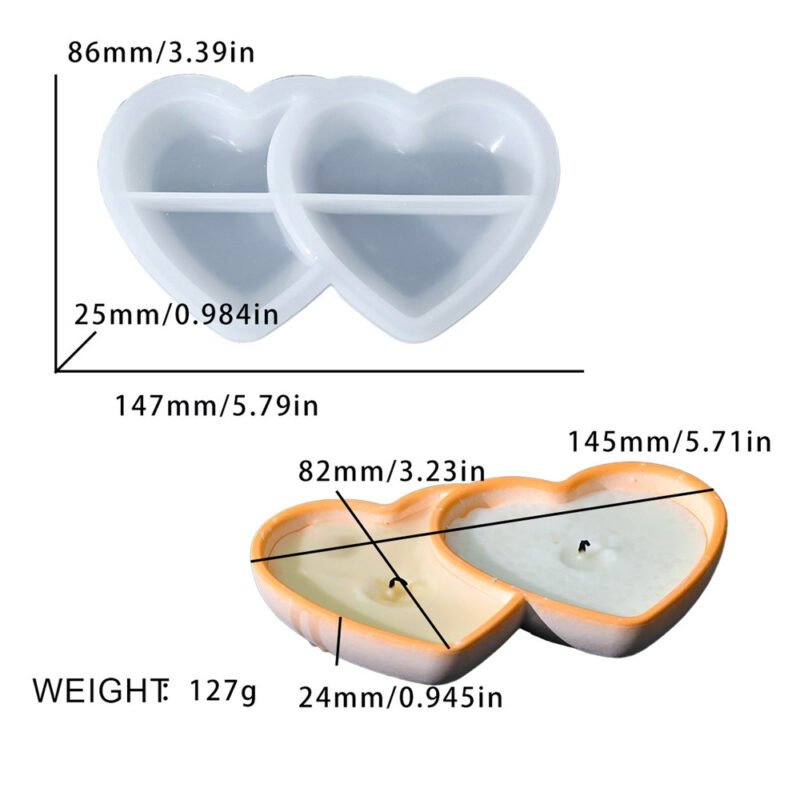 Double Heart Candle Holder Silicone Mould
