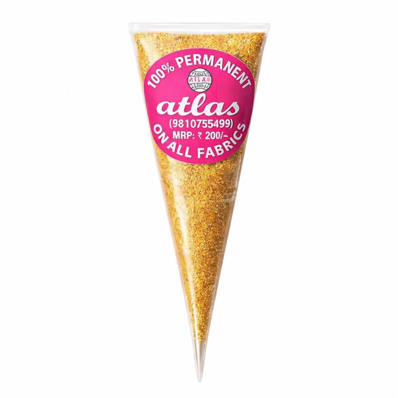 Atlas Fabric Glitter Gutta Cone Golden