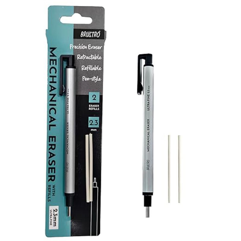 BRUSTRO Mechanical Precision Retractable Eraser | 2.3mm – Ultra-Fine Tip | Refillable