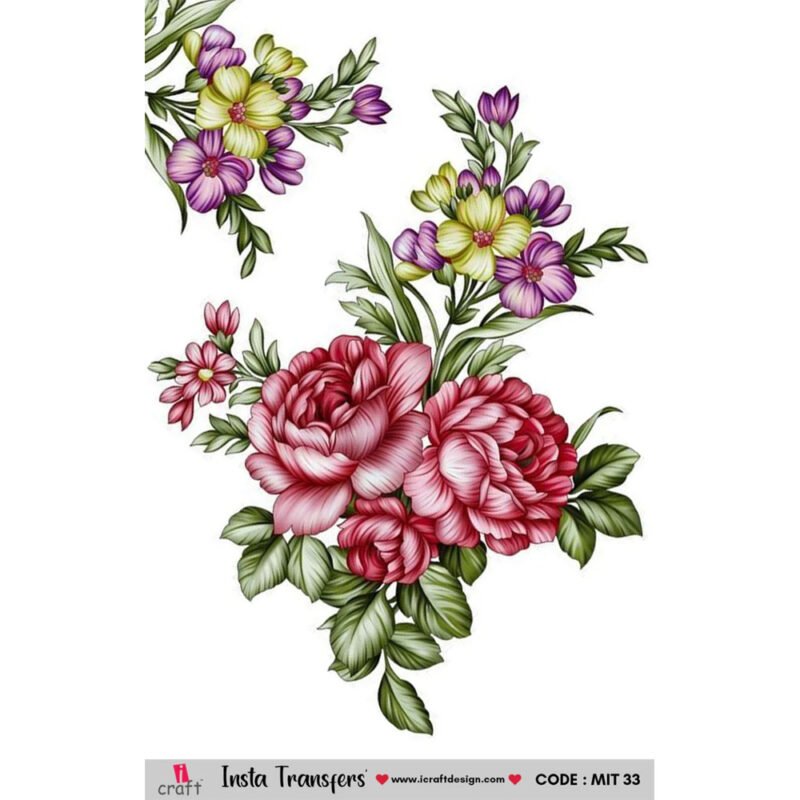 Vintage Pink Rose Floral Insta Transfer Sheet