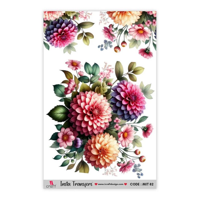 Luxury Dahlia Floral Insta Transfer Sheet | MIT 82