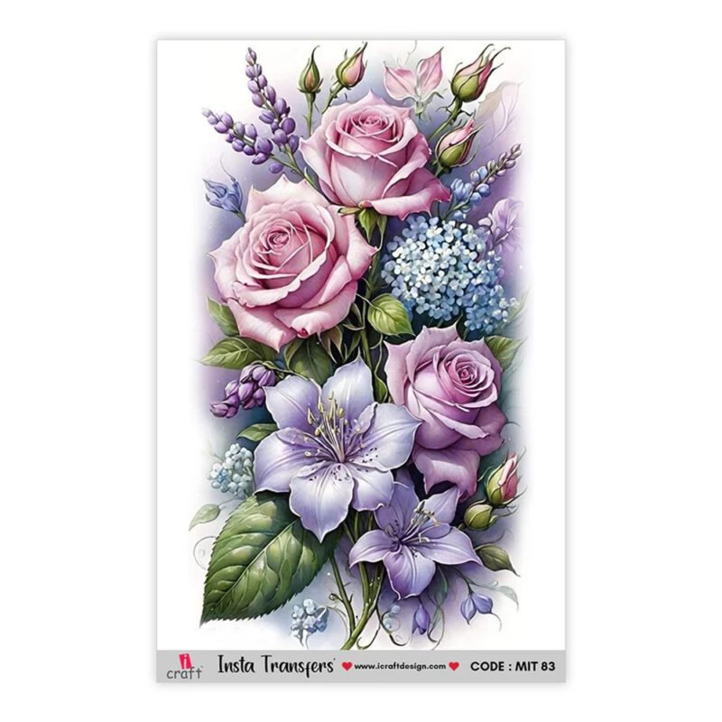 Pastel Rose Floral Insta Transfer Sheet | MIT 83