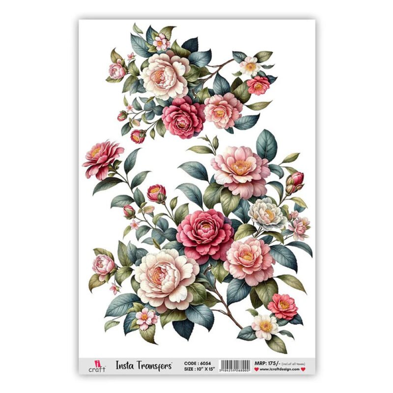 Vintage Rose Garden Insta Transfer Sheet 10×15 Inch