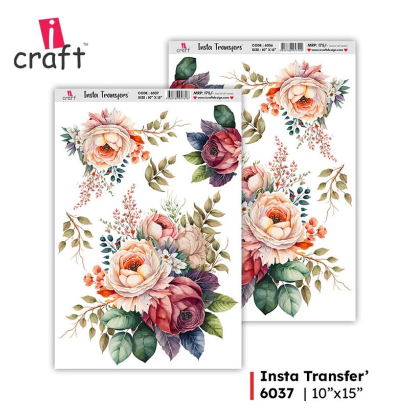 Blush Peony Garden Insta Transfer Sheet 10×15 Inch