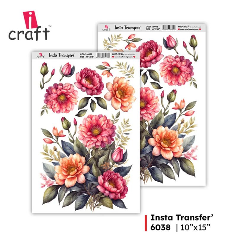 Coral Blossom Insta Transfer Sheet 10×15 Inch