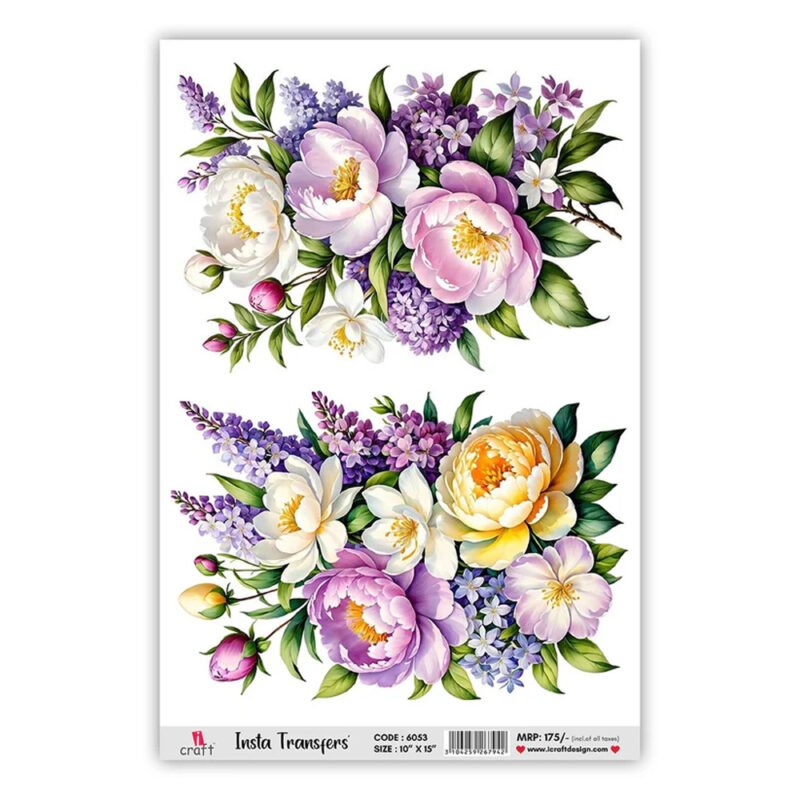 Vintage Floral Rub-On Transfer Sheet 10×15 Inch