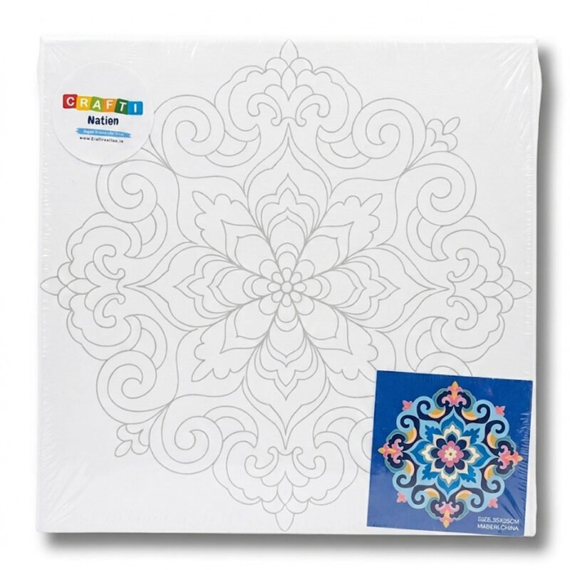 DIY Mandala Canvas Painting Kit with Acrylic Colours & Brush