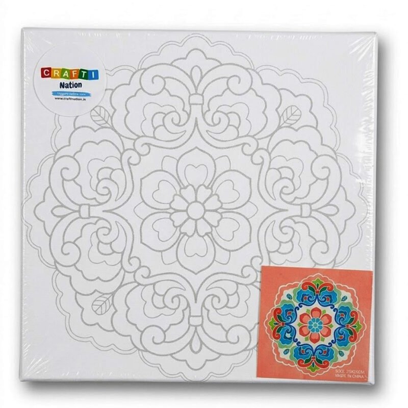 DIY Mandala Canvas Painting Kit with Acrylic Colours & Brush