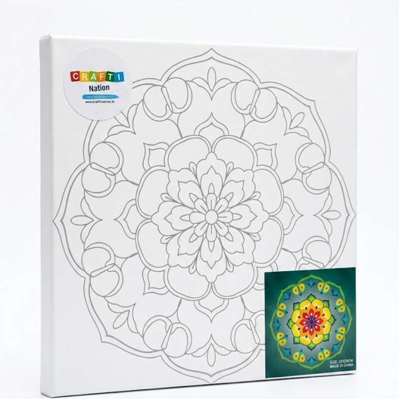 DIY Mandala Canvas Painting Kit with Acrylic Colours & Brush