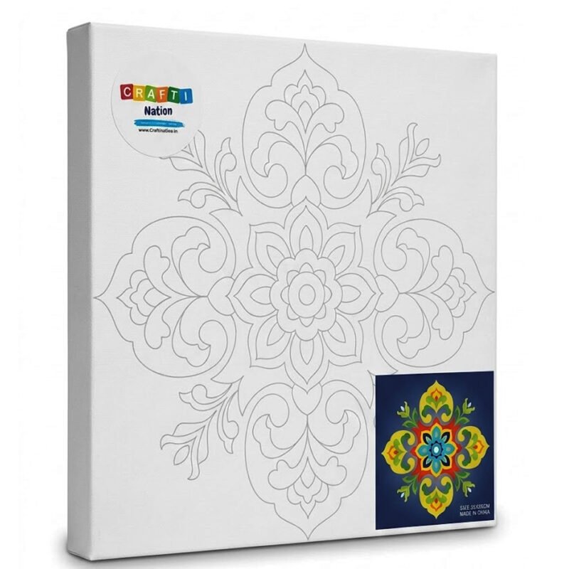 DIY Mandala Canvas Painting Kit with Acrylic Colours & Brush
