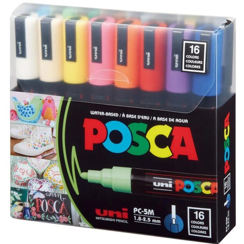 POSCA PC-5M Acrylic Paint Marker Set of 16 Colors