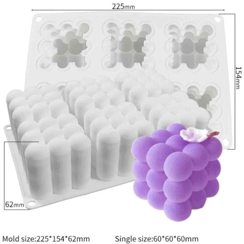 6-Cavity Bubble Cube Silicone Concrete Mold