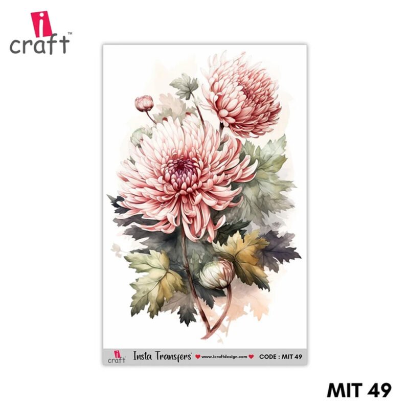 Pink Chrysanthemum Floral Insta Transfer Sheet
