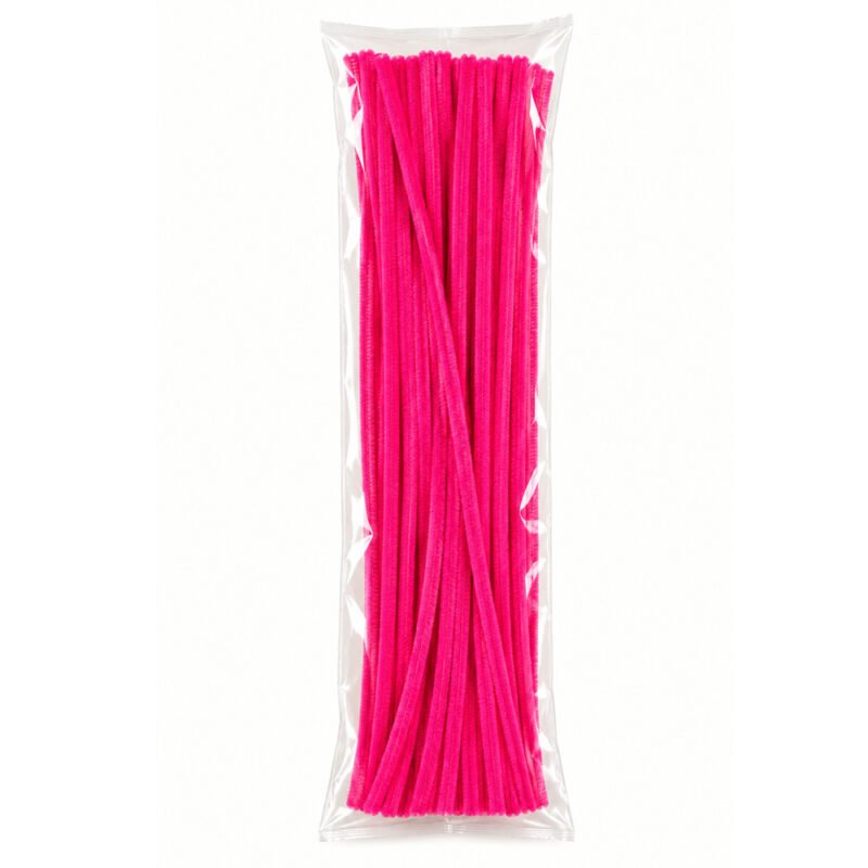 Neon Pink Chenille Pipe Cleaners – 100 Pieces