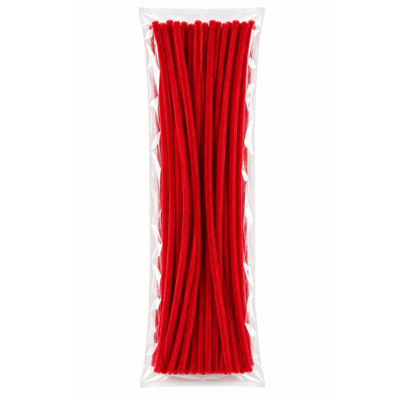 Bright Red Chenille Pipe Cleaners – 100 Pieces