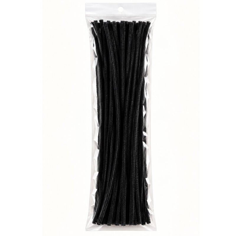 Black Chenille Pipe Cleaners – 100 Pieces