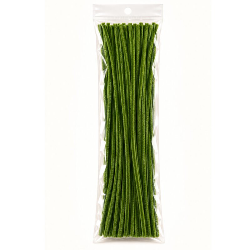 Olive Green Chenille Pipe Cleaners – 100 Pieces
