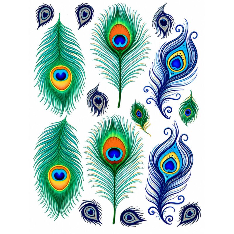 Peacock Feather DTF Sticker Sheet