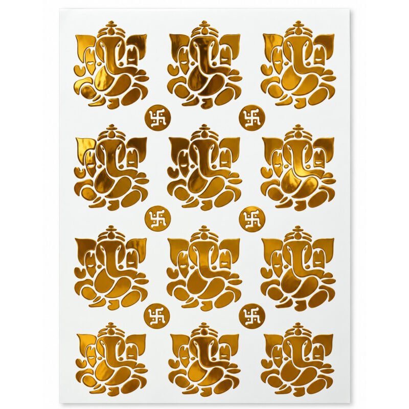 Golden Ganesha Embossed Sticker