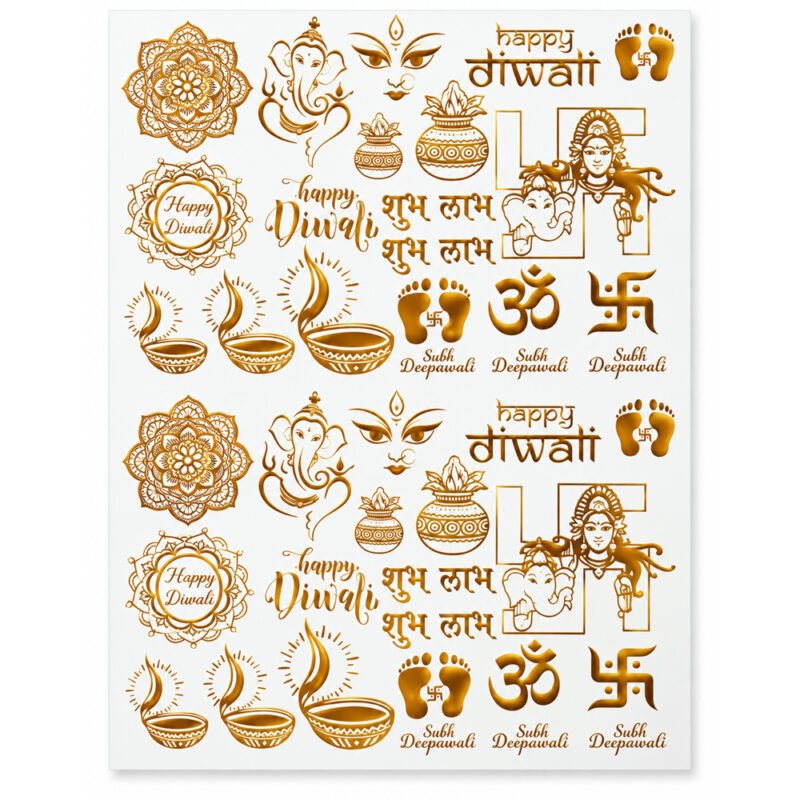 Golden Diwali Embossed Sticker
