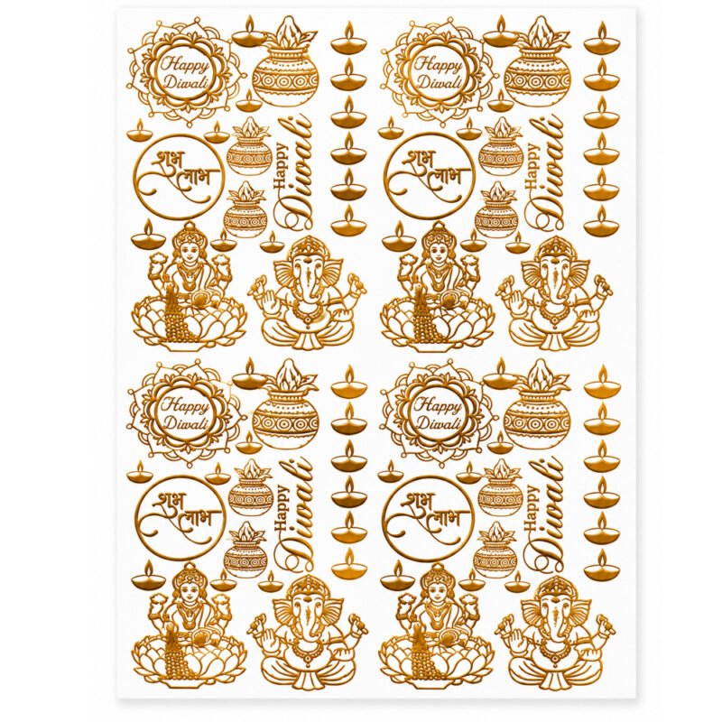 Golden Diwali Embossed Sticker