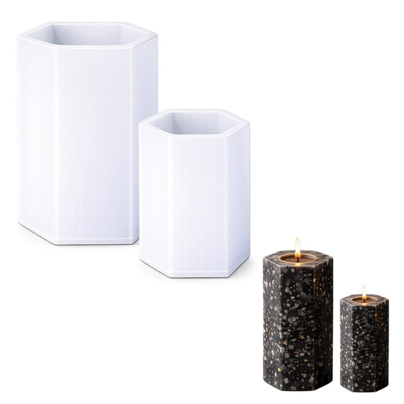 Jags Hexagon Candle Silicone Mould – 2 Pcs Set